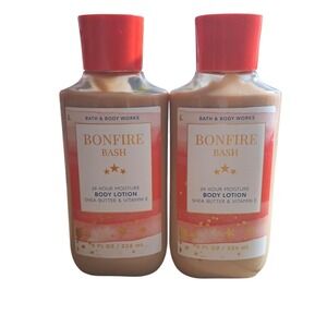 Rare Bath & Body Works Set of 2 Bonfire Bash 24 hour Moisture Body Lotion Shea